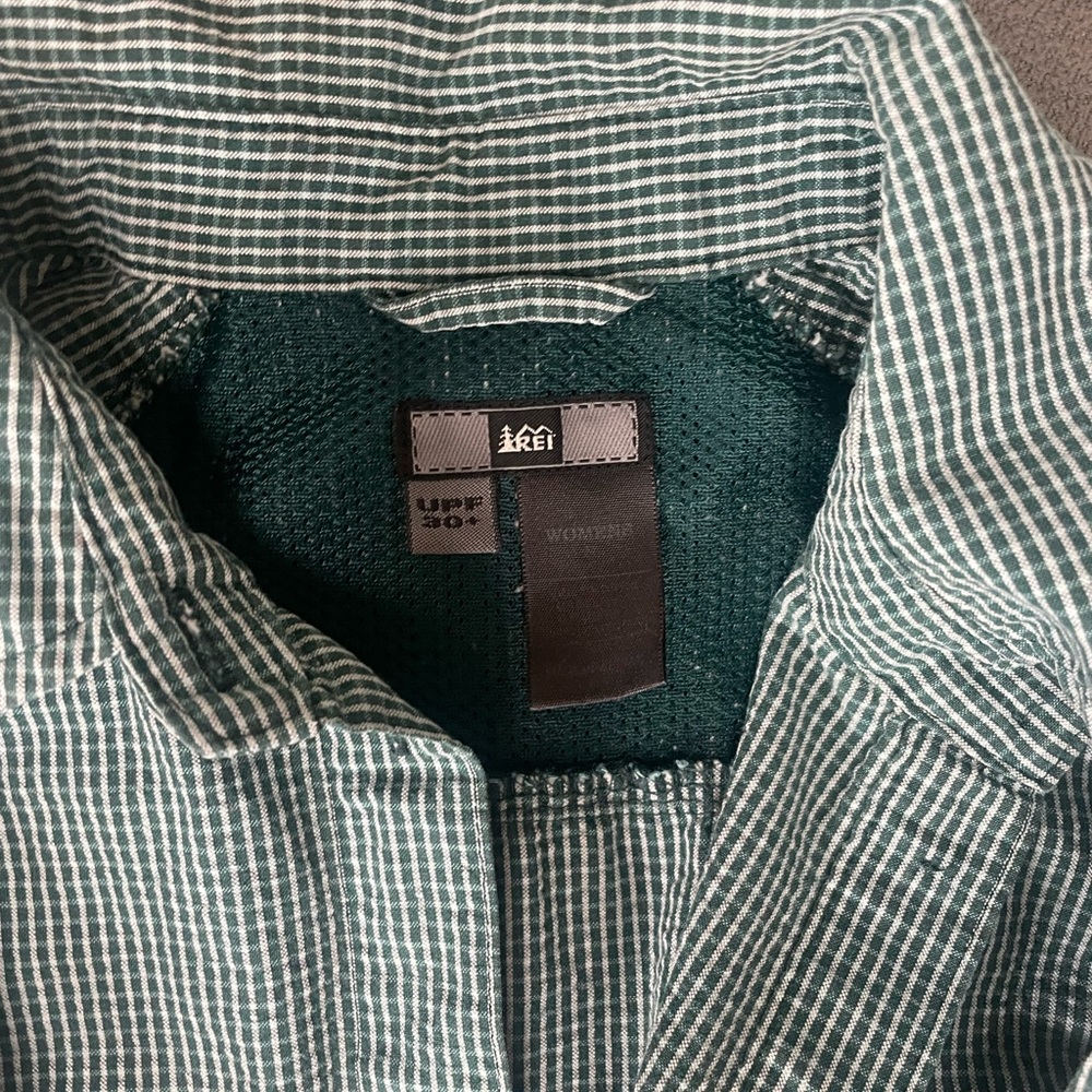 REI Green Lightweight Shirt Jacket Casual Checkered